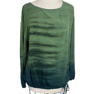 Michael Stars M Oversized relaxed fit blouse green ombre long sleeves rayon